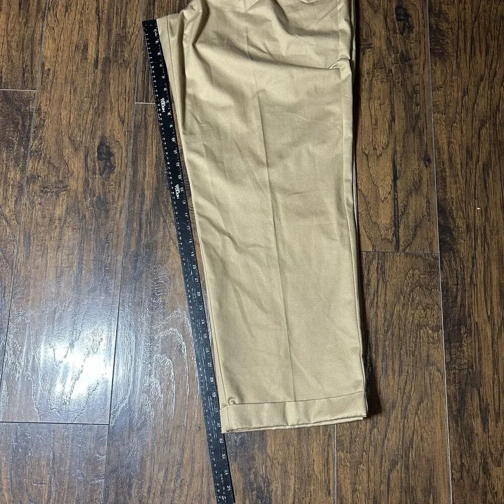 Izod American Chino Double Pleat 42x32 Classic Khaki Non Iron Cotton NWT Work